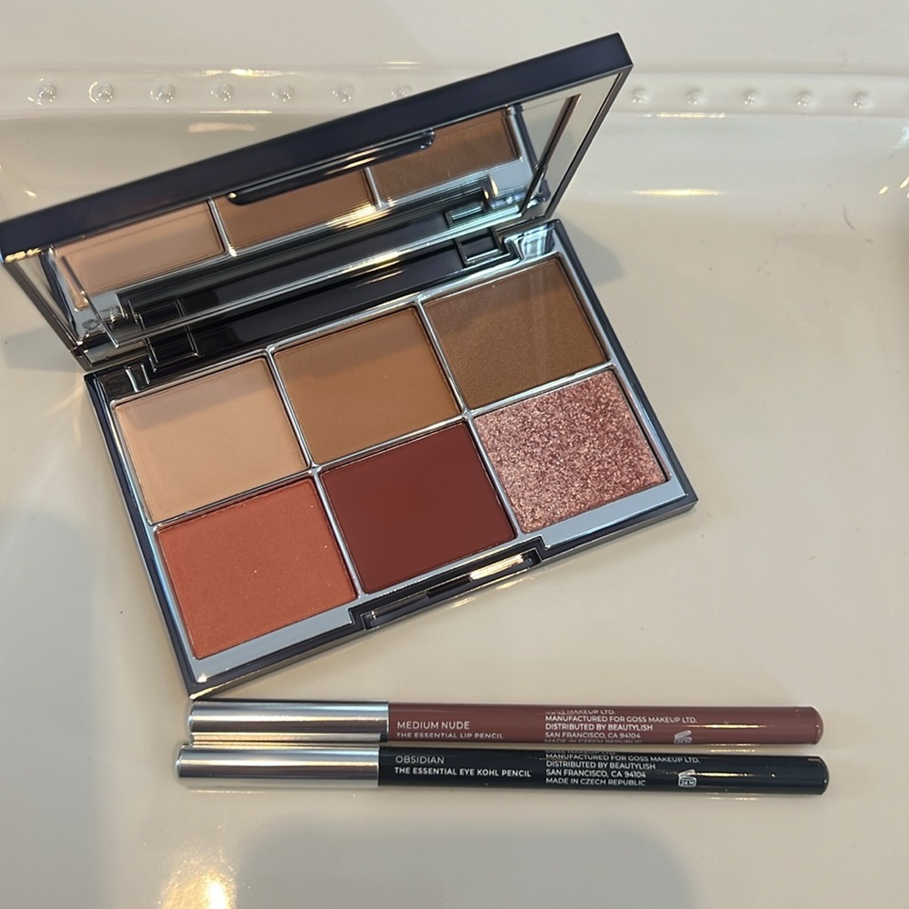 NEW 3x Wayne Goss Amber Palette, Obsidian Eye Kohl Pencil, Medium Nude Lip Liner